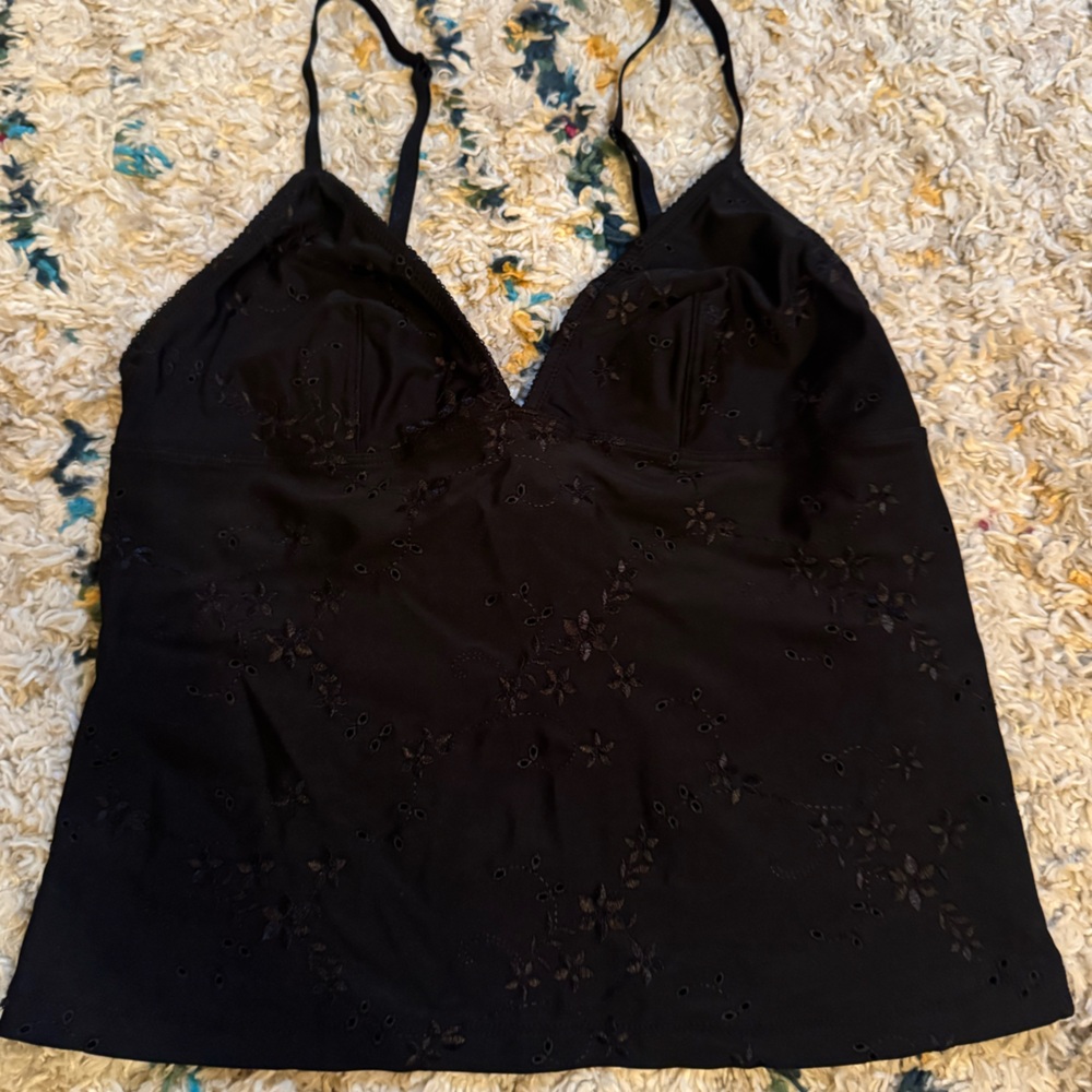 Urban Outfitters Black Eyelet Tank Top